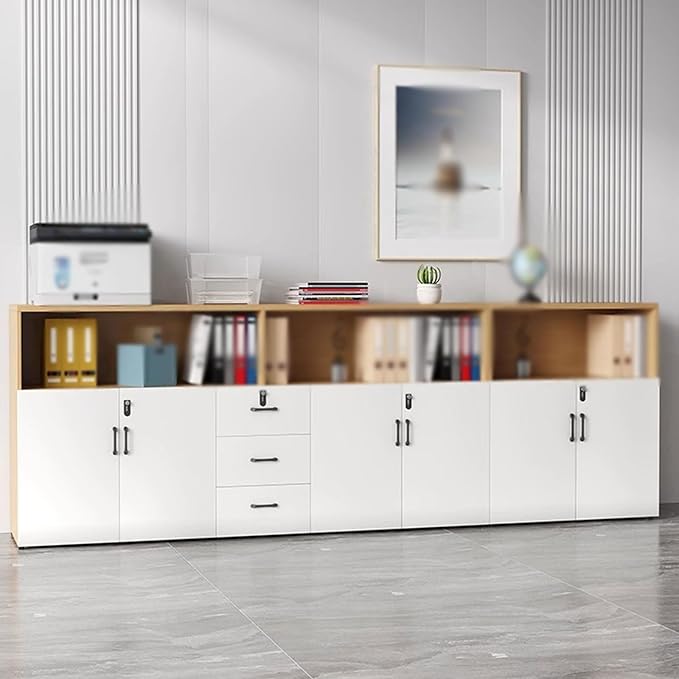 Office Short Cabinet Three-Door File Cabinets Drawer Locker Partition Wall with Lock File Information(B120x40x120cm)