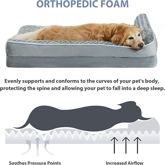 BFPETHOME Orthopedic Dog Bed for Large Dogs-Big Waterproof Sofa Dog Bed with Removable Washable Cover Washable Pet Bed with Waterproof Lining and Nonskid BottomPet Bed for Large Dogs (Pack of 2)