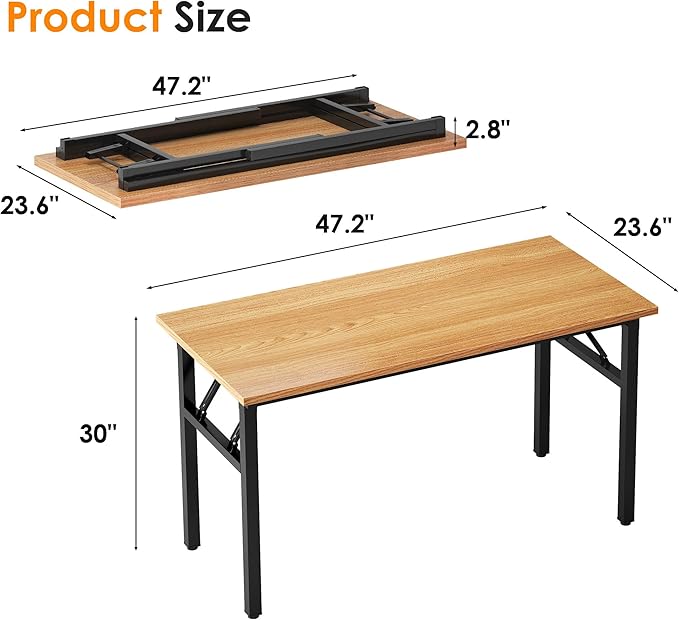 Folding Desk 54.3 inch No Assembly Folding Desks for Small Spaces Sturdy Foldable Computer Desk Functional Home Office Desks Study Writing Desk Office Table Workstation for Home Office Outdoor