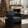 Modern Barrel Accent Chair Mid-Century Beige Chenille Fabric Armchair for Living Room Comfy Upholstered Reading Accent Chairs Single Sofa Chair for Bedroom Waiting Room Office1 PCS Black