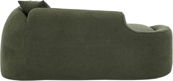 DEINPPA Modern Chaise Lounge with Pillow Chenille Comfy Cloud Couch for Living Room Bedroom Apartment No Assembly Needed-Green | Lasting Support