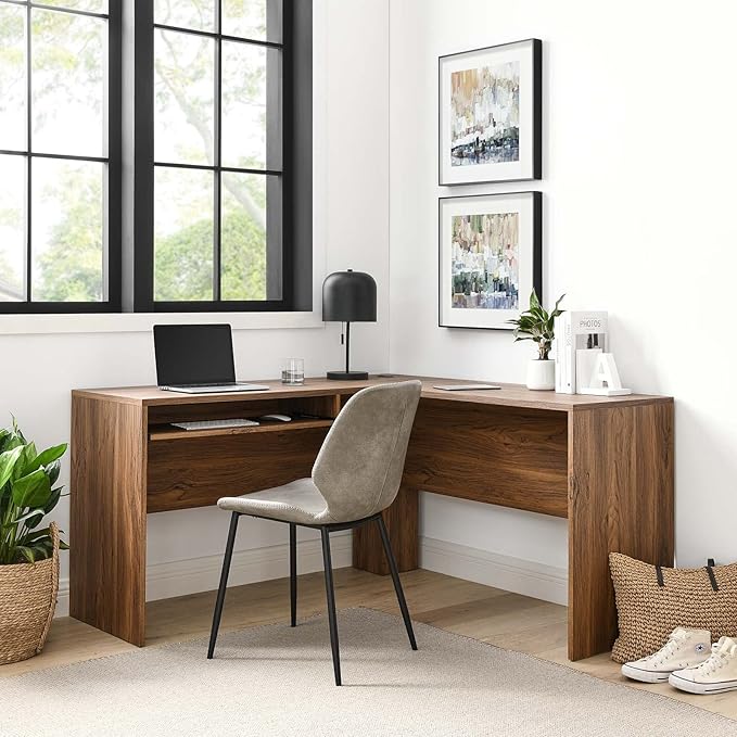 Modway EEI-5703-WAL Venture L-Shaped Wood Office Desk Walnut