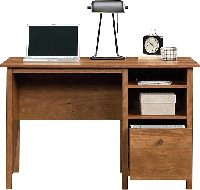 Sauder Union Plain Single Pedestal Desk Prairie Cherry Finish