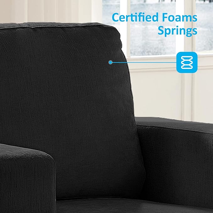 Mjkone 2 Piece Living Room Sofa Set 3 Seater Sectional Sofa Couch and Chair Sets 82 Width Chenille Sectional Couch Furniture Sets Modular Sofas Couches for Living Room Home Office Dark Grey