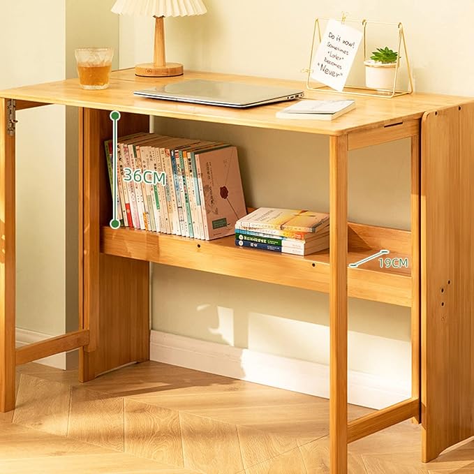 Folding Computer Desk Natural Bamboo Desk Portable Desk Study Student Writing Desk Small Home Office Desk(31 Inch Natural)