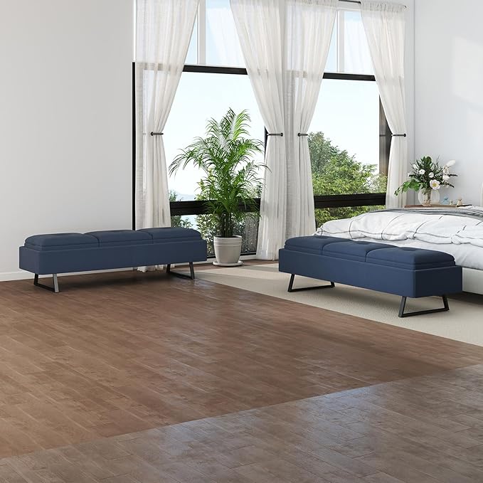 Kinfant Modern Futon Sofa Bed - Couch Bed with Soft Cushions for Living Room Bedroom and Small Space (Navy Blue 6-Seater)