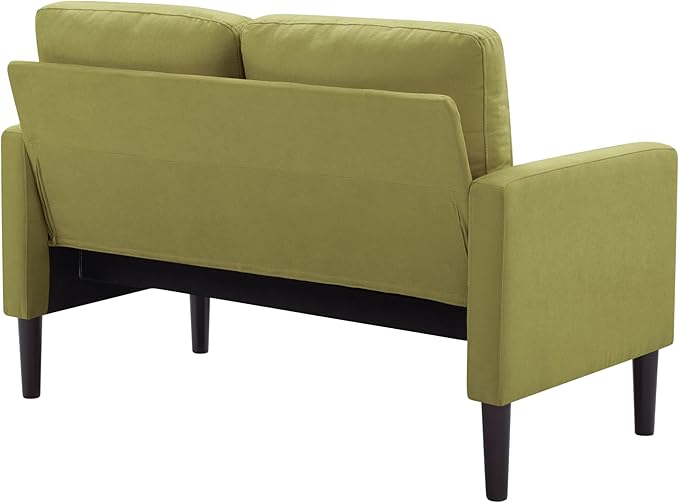 Loveseat Sofa Small Couch for Small Spaces Modern Linen Fabric 2-Seater Sofa with Solid Wood Legs Easy Assembly Apartment Couch for Living Room Office (Green)