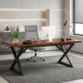 Large Desk Modern Office Table Executive Office Desk Farmhouse Writing Work Desk Computer Desk for Office Space&ampHome Walnut Wood Color55.1inch
