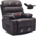 PU Leather Recliner Chair with Heat &amp 8-Point Massage Extra Wide Manual Recliner for Adults q235 Steel Frame Side Pockets 1.5X Comfort Arm &amp Back Lazy Boy Sofa for Living Room - Dark Brow
