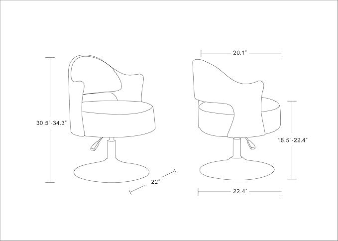 Manhattan Comfort Bopper Adjustable Swivel Accent Chair Set of 2 with 360° Turn Upholstered in Faux Leather with Polished Chrome Base Modern Design for Living Room &amp Home Office White