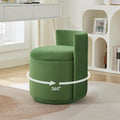 Velvet Vanity Chair with Storage 360° Swivel Makeup Chair with Wave Back No Assembly Small Accent Stool for Bedroom Dressing Living Room Green
