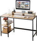 47-inch Computer Desk with Storage Shelf - Natural Wood Ideal Gaming Desk for Bedrooms Small Spaces and Home Offices Modern Writing Desk for PCs.