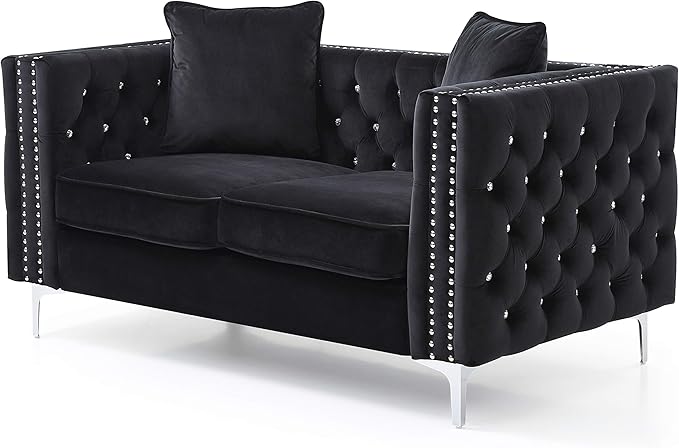 Glory Furniture Paige Love Seat Black. Living Room Furniture 30 H x 63 W x 34 D