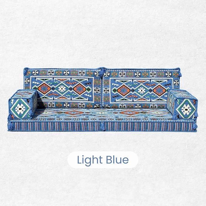 Loveseat Floor Cushions Custom Floor Sofas Arabic Majlis Reading Nook Single Sofa Turkish Sofa Sectional Sofa Entryway Sofa (Light Blue)