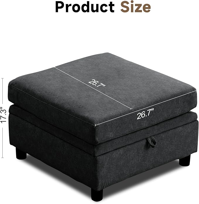 Ottoman Module for Modular Sectional Sofa Storage Ottoman Seat for Modular Sectional Sofa Personalized Combination Ottoman Module Black