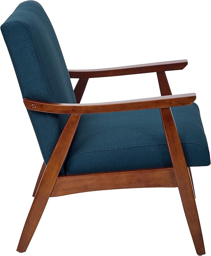 OSP Home Furnishings Davis Accent Chair with Medium Espresso Frame Klein Azure Blue