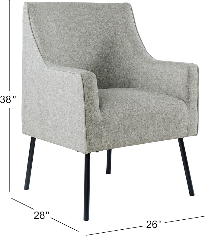 HomePop Modern Accent Chair Homepop Home Décor Accent Chairs for Living Room &amp Bedroom Fabric Reading Living Room Side Chair Single Sofa with Lounge Seat and Metal Legs - Sustainable Gray Wove
