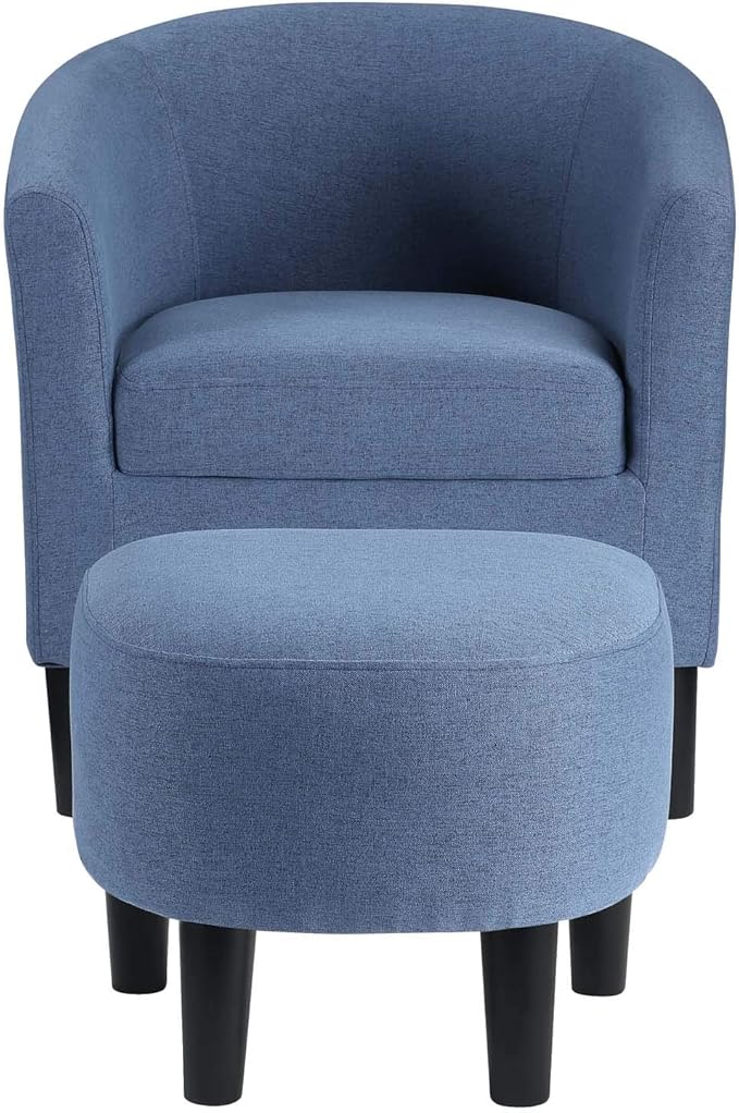 Convenience Concepts Take a Seat Churchill Accent Chair with Ottoman Blue Fabric