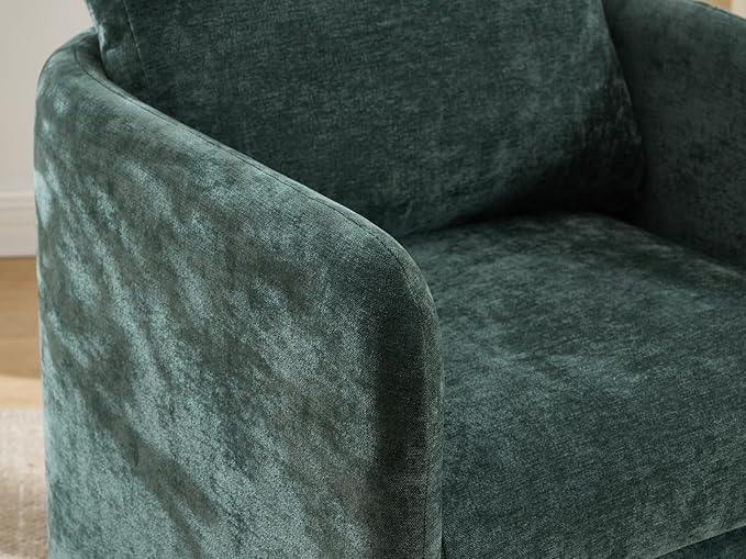 Modern Barrel Accent Chair Mid-Century Beige Chenille Fabric Armchair for Living Room Comfy Upholstered Reading Accent Chairs Single Sofa Chair for Bedroom Waiting Room Office1 PCS Green