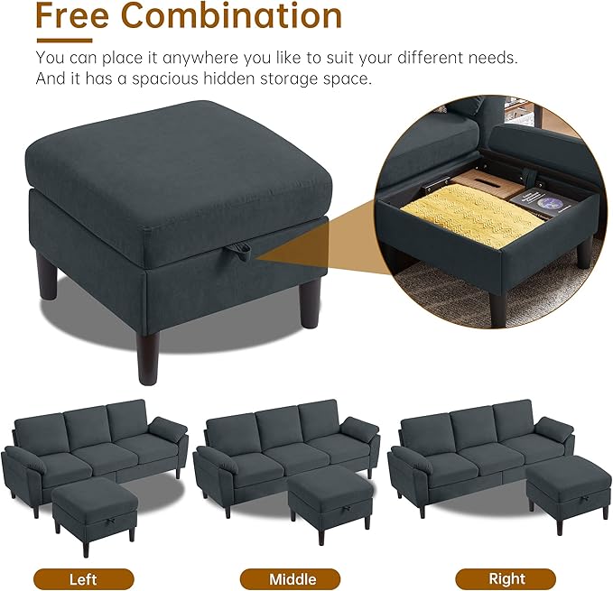 2 Piece Sofa Set Sectional Sofa Couches Set for Living Room 3 Seater &amp Loveseat Sofa with Deep Seats Couches Sets for Living Room/Bedroom/Office/Apartment(Dark Grey)