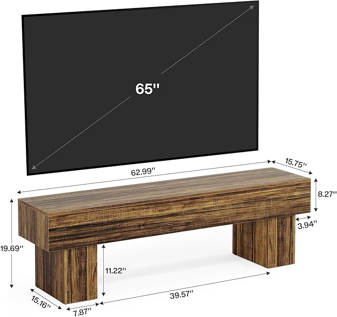 Tribesigns 63 TV Stand Farmhouse Entertainment Center Low TV Console Table for Living Room Long Media Console Television Stands for 55/60/65 Inch TV