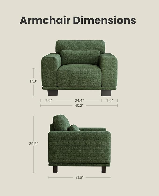 Amada 40 Oversized Accent Sofa Chair Modern Armchair with Deep Seat Comfy Upholstered Large Reading Chair with Removable Washable Covers for Living Room &amp Bedroom Office