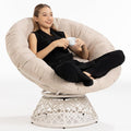 Bme 40 Ergonomic Wicker Papasan Chair with Soft Thick Cushion &amp Frame 360° Swivel Circle Reading Comfy Chair for Living Room Bedroom