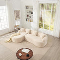 98.8 Curved Sectional Sofa with ChaiseL-Shape Sofa Lounge ChaiseBoneless Couch L Shape for Living RoomWood Grain Chenille FabricNo Installation Requirement