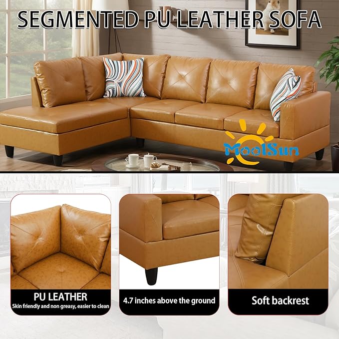 L-Shaped Combination Sofa Set Luxurious Synthetic Leather Living Room Sofa Suitable for Living Rooms Bedrooms Apartments and Offices