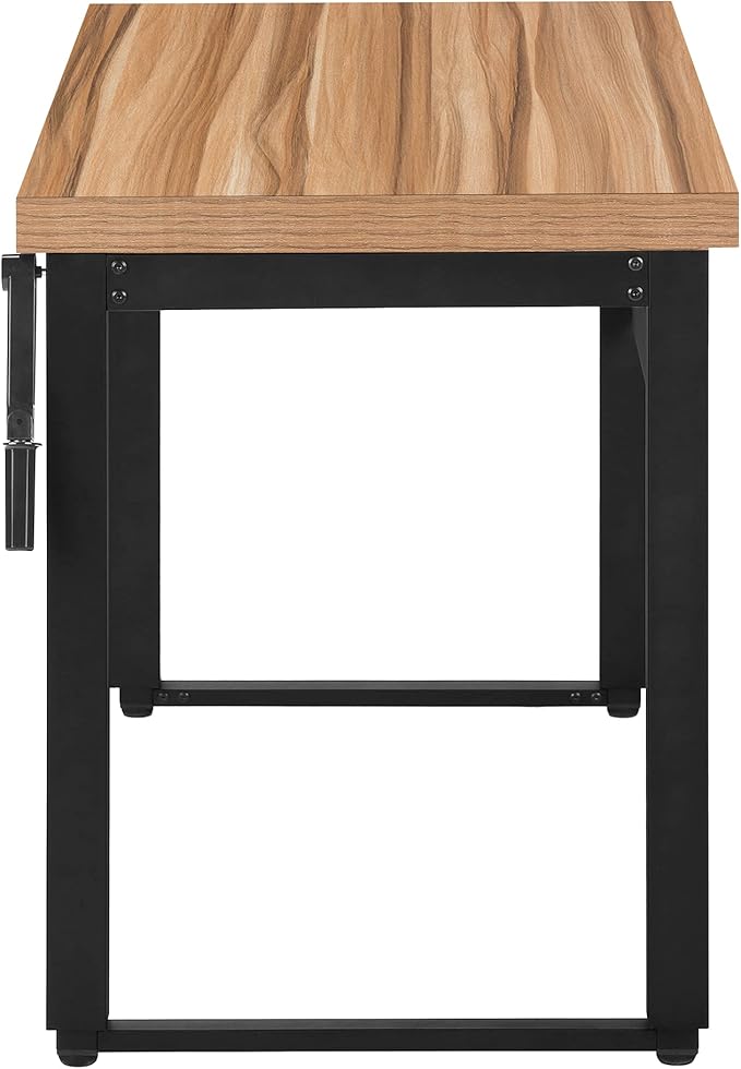 Computer Desk Home Office Standing Adjustable 48 l Work Laptop Brown Laminate Black Metal Contemporary Modern