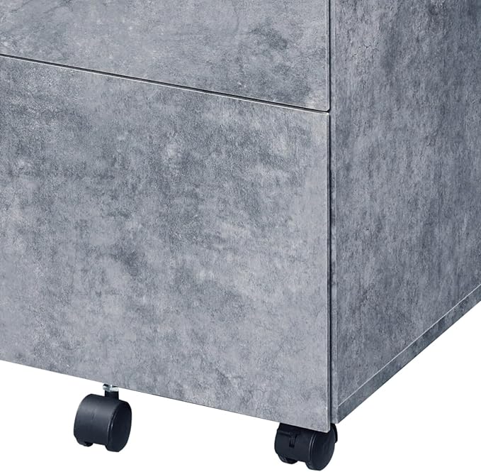 Hassyee Wooden Case-Frame Rectangular 3 Drawers File Cabinet with 5 Caster Wheels Home Office Corner Filing Cabinets Assembly Required