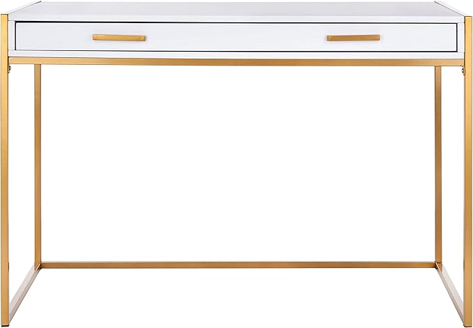 Safavieh Home Office Elodie Modern White and Gold 1-drawer Desk
