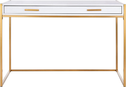 Safavieh Home Office Elodie Modern White and Gold 1-drawer Desk