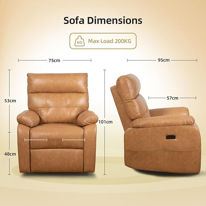 Massage Chair Recliner with HeatManual Recliner Chair for AdultsLazy Boy Recliner Chair with Cup Holder2 PocketsAdjustable BackrestFootrestOversizedHeavy Duty (Brown 4)