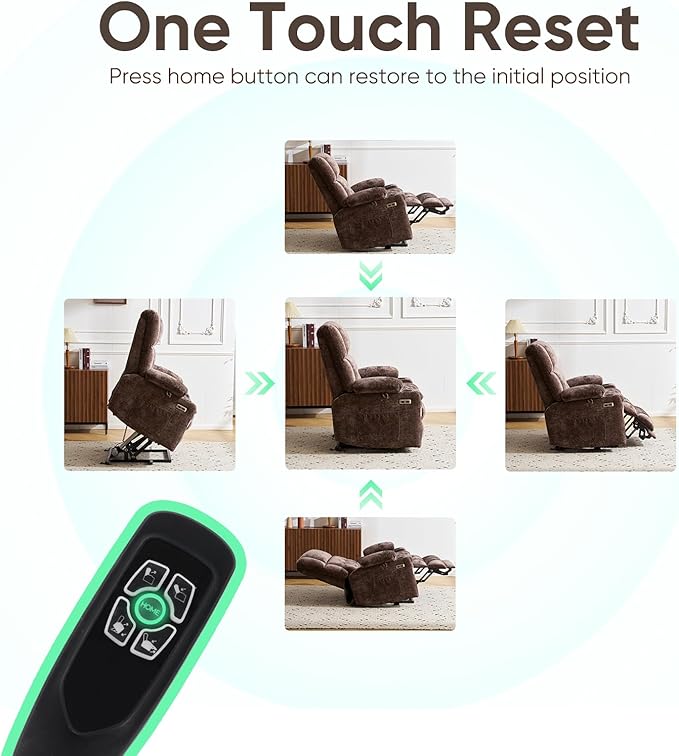 Oversized Power Recliner Chair for Elderly with Massage and Heat Dual Motor Lay Flat Recliner with Arm StorageLift Chair for Big Tall Infinite PositionExtended Footrest Lving Room Coffee
