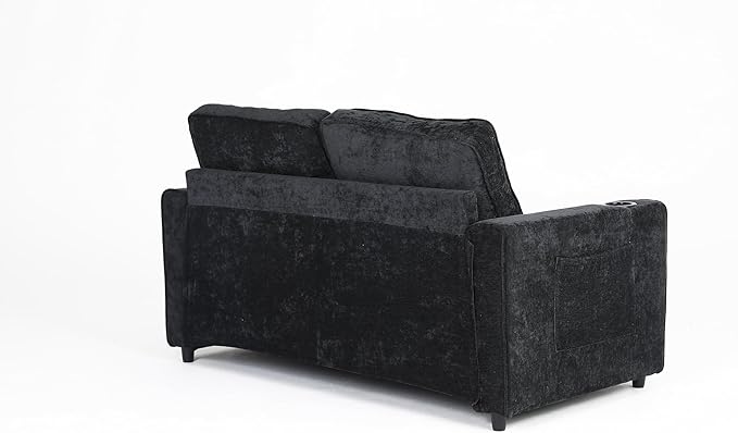 ERYE Foldable Loveseat Sofa Convertible Pull Out Sleeper Sofabed2 Seat Tufted Upholstered Sofa Modern Convertible Sleeper Couch Bed with Cupholders and Side Pockets