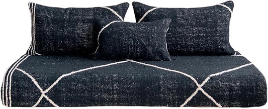 arabicsofa Moroccan Style Colorful Floor Couches – Handmade Modular Floor Cushions (Black 15 7 ft Floor Sofa)