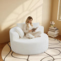 WJShome Oversized Round Chair Lounge Chaise IndoorUpholstered Corduroy Sofa Bed with 3 PillowsComfy Sleeper Boneless CouchDeep Seat Couches for Living Room Beige