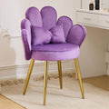 VINGLI Petal Makeup Vanity Chair with BackFlower Cute Girls Desk Chair Comfy No WheelsModern Dining ChairSmall Accent Chair with Adustable Gold Legs&ampBow Pillow for Home OfficeBedroomVelvetPu