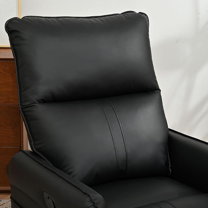 270° Power Swivel Rocker Recliner Chair for Adults – Electric Reclining Small Sofa Chair with Smooth Rocking &amp Rotation Comfortable Single Recliner for Living Room Bedroom (Black+PU)