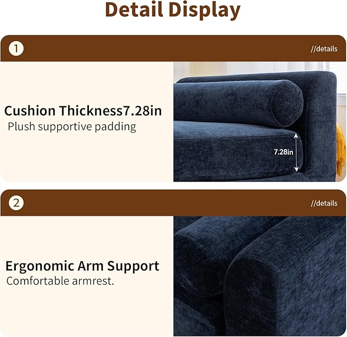 Chifee &amp Vingol 90.55 W Oversized Chaise Lounge Upholstered Bedroom Benches Extra-Long Indoor Bench Entryway Bench with Removable Pillows for Living Room HallwayNavy
