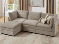 VANOMi 98 L Shape Modular Sectional Cloud Sofa Couches Convertible Sleeper Sofa with Thick Cushion Movable Ottoman for Bedroom Apartment Upholstered Comfy Living Room Sofa Set Taupe