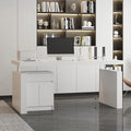 Electric Standing Desk 29.5-44.1 Height Adjustable Computer Desk with Drawer and Storage Cabinet Memory Study Writing Gaming Table for Home Office White