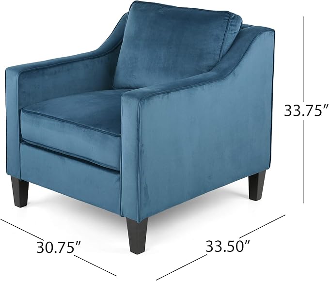 Christopher Knight Home Rachel Contemporary Velvet Club Chair Blue Dark Brown