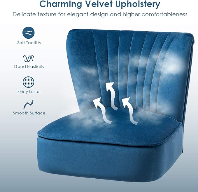 Giantex Set of 2 Velvet Accent Chair Upholstered Modern Sofa Chair w/Wood Legs Thickly Padded Small Armless Wingback Club Chairs for Living Room Bedroom Furniture