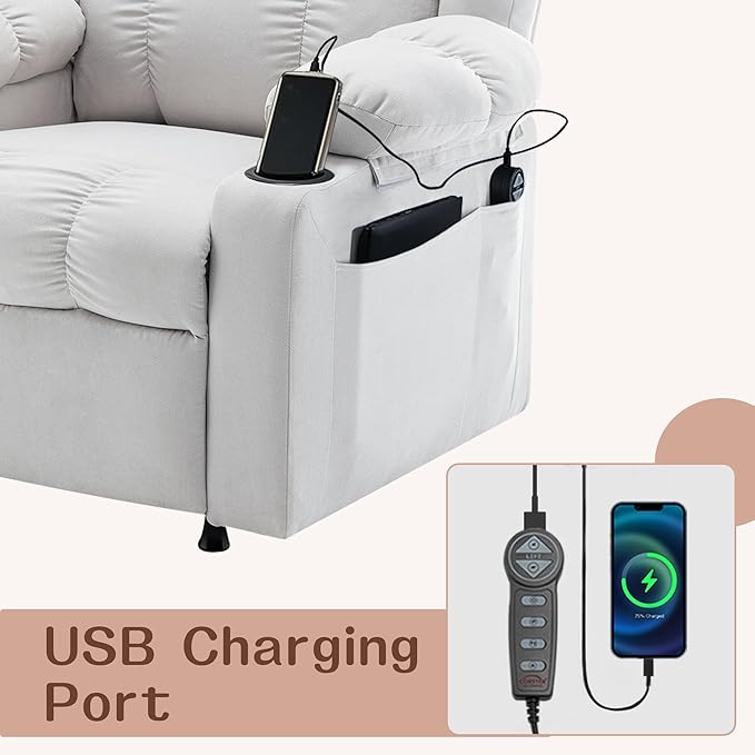 HAOBO Home Recliner Chair with Heat and Massage Recliner Sofa Chair for Adults Recliners Home Theater Seating Reclining Sofa Chair Oversized Reclining Single Sofa Seat for Living Room