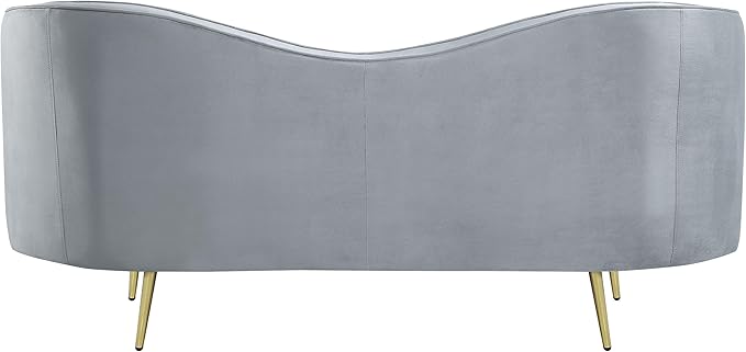 Coaster Home Furnishings - Sophia - Wood &amp Velvet - Upholstered Channel Tufted Loveseat with Inverted Camel Back and Golden Tapered Legs - Living Room - Gray - 506865