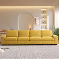TEKAMON 128 Modular Sofa Couch with Seat Storage Chenille SofaModern Comfy 4-Seater Couch for Living Room Office Apart W/Deep Seat Wide Armrest USB Pockets Removable Covers (Yellow)