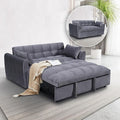 64.9 Velvet Convertible Sofa Bed 3-in-1 Sleeper Loveseat with Adjustable Backrest &amp Storage Pocket Modern Futon for Small Spaces Apartment Living Room Office (Grey)