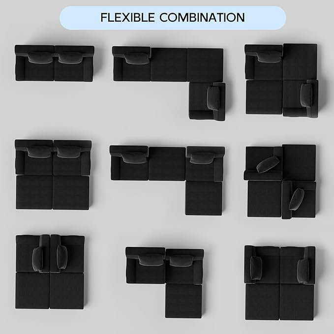 79 Convertible Sofa Bed Upholstered Boneless Couch Loveseat Sleeper with Pull Out Bed Corduroy Futon Couch Floor Folding Sofa Modular Futon Couch for Living Room Bedroom Lounge Black